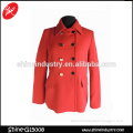 Red double-breasted long cotton overcoat,women's fashion clothing